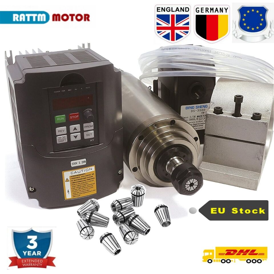 【EU/USA】Water Cooling Spindle  - đánh giá và giá 2.2Kw Water Cooled Spindle Kit Vfd